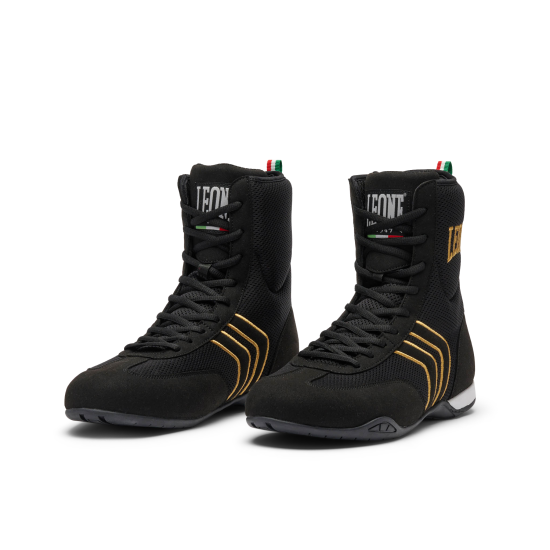 Botas de Boxeo Profesional Leone 1947 Color Negro-dorado CL188