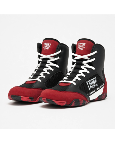 Botas de Boxeo y lucha Leone 1947 " Premium" CL110 negro-rojo