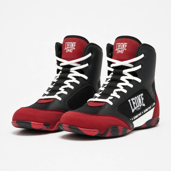 Botas de Boxeo y lucha Leone 1947 " Premium" CL110 negro-rojo