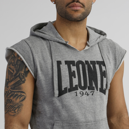 Camiseta Leone 1947 de algodon sin mangas con capucha LSM202 gris