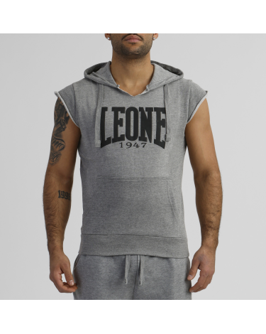 Camiseta Leone 1947 de algodon sin mangas con capucha LSM202 gris