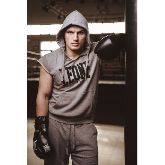 Camiseta Leone 1947 de algodon sin mangas con capucha LSM202 gris