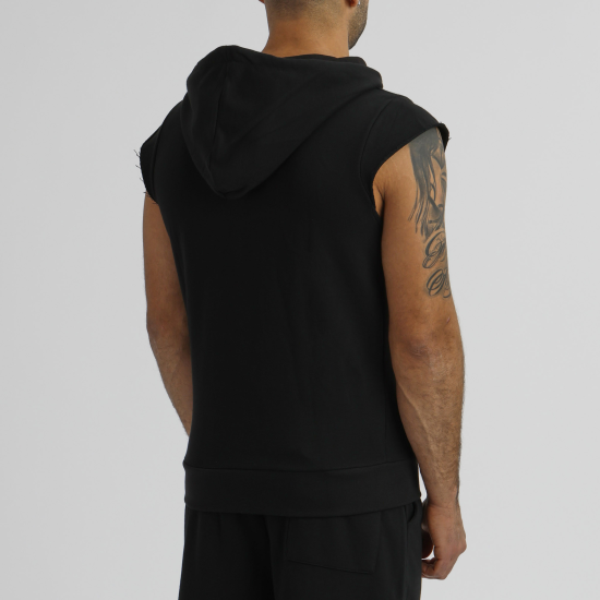 Camiseta Leone 1947 de algodon sin mangas con capucha LSM202 negra