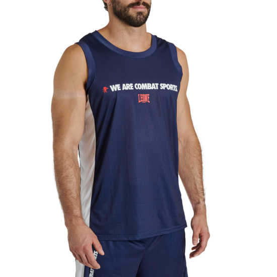 Camiseta Leone 1947 sin mangas " Logo Wacs" azul ABX124