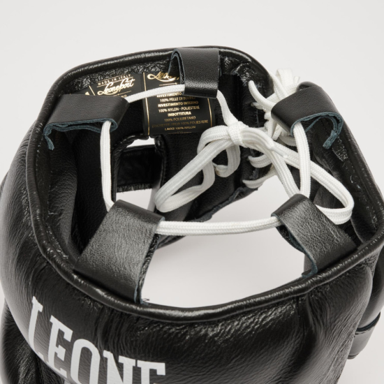 Casco de boxeo Leone Sport con barra " Nerone" CSB02 Negro