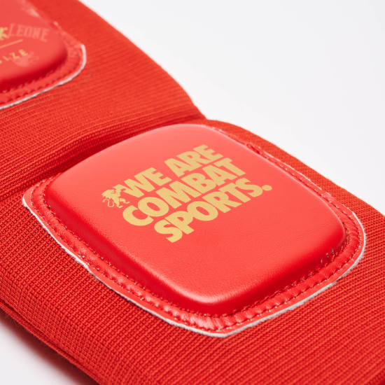 Espinilleras para deportes de contacto Leone 1947 "DNA" PT123 rojo