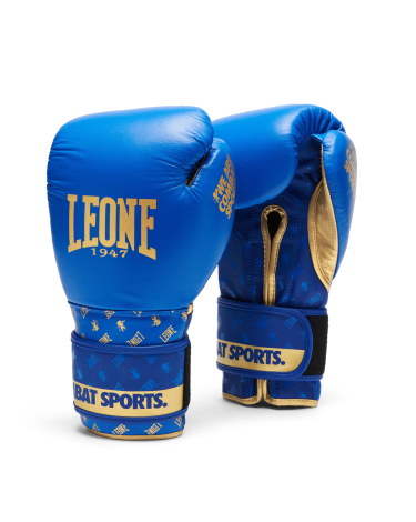 Guantes de Boxeo Leone 1947 "DNA" GN220 azul WAKO 10 Oz