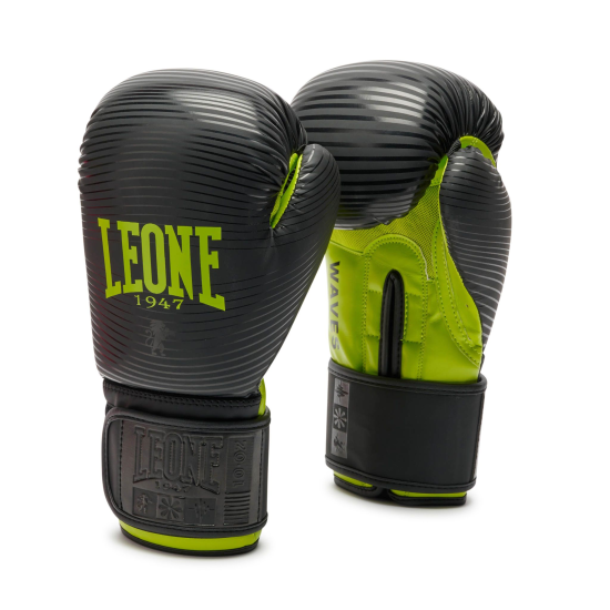 Guantes de Boxeo Leone1947 "Waves" Color negro GN313 10 oz/M