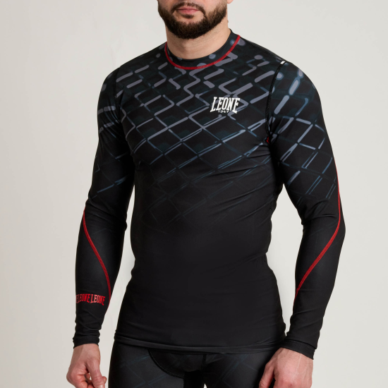 Rashguard de manga larga Leone 1947 "Cage" AB973 negro