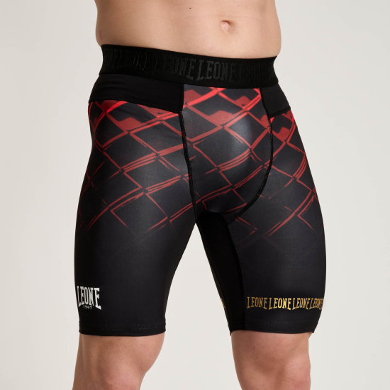 Shorts de compresion Leone 1947 CAGE AB972 negro-rojo
