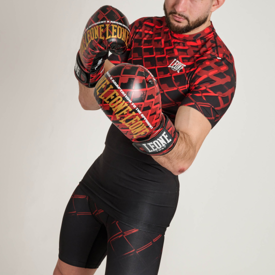 Shorts de compresion Leone 1947 CAGE AB972 negro-rojo