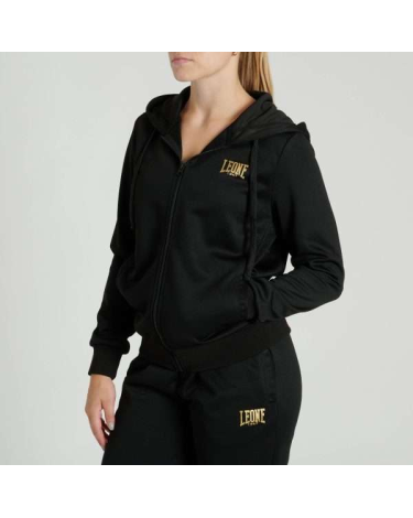 Sudadera femenina con capucha  Leone 1947 "DNA" ABX730 negra