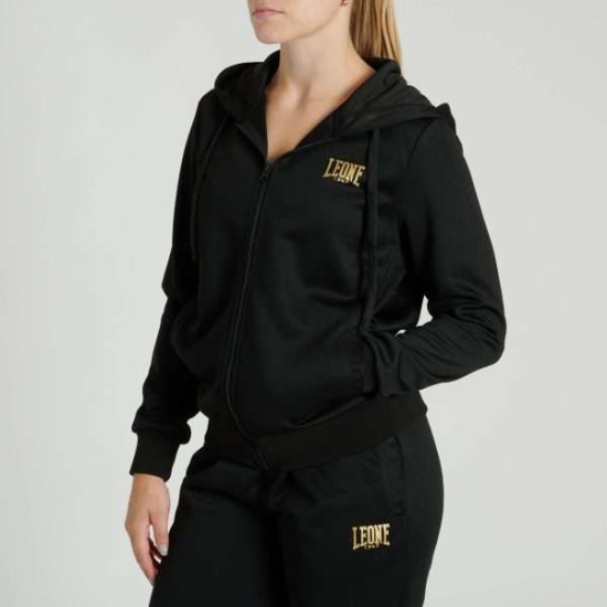 Sudadera femenina con capucha  Leone 1947 "DNA" ABX730 negra