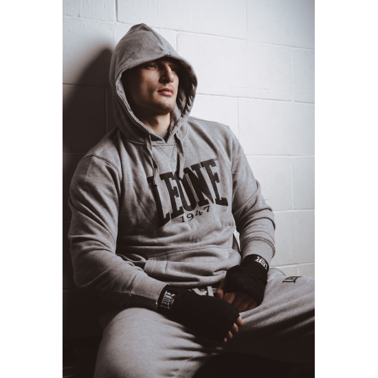 Sudadera Leone 1947 de algodon con capucha LSM201 gris
