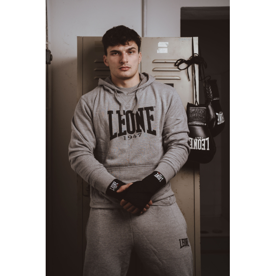 Sudadera Leone 1947 de algodon con capucha LSM201 gris