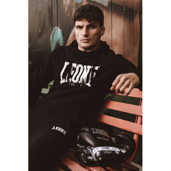 Sudadera Leone 1947 de algodon con capucha LSM201 negra