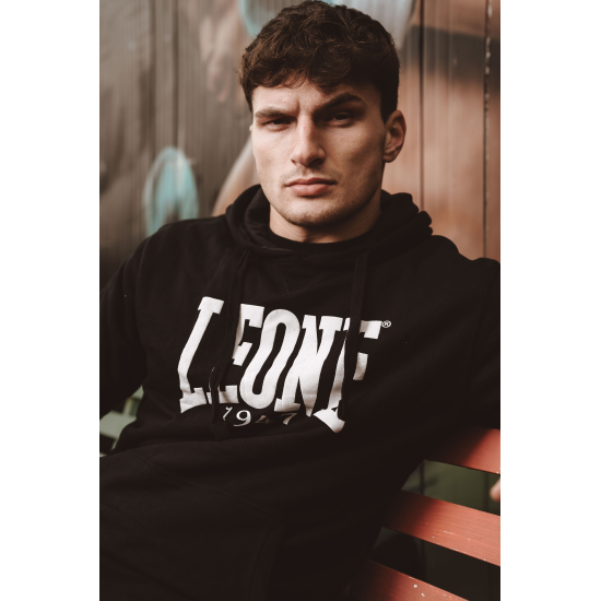 Sudadera Leone 1947 de algodon con capucha LSM201 negra