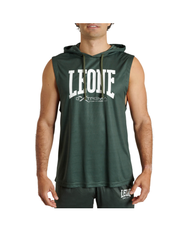 Sudadera sin mangas con capucha Leone 1947 "Logo" verde ABX120