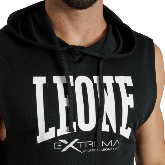 Sudadera sin mangas con capucha Leone 1947 "Logo" negro ABX120